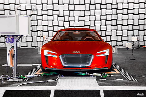 Audi e-tron in an anechoic chamber